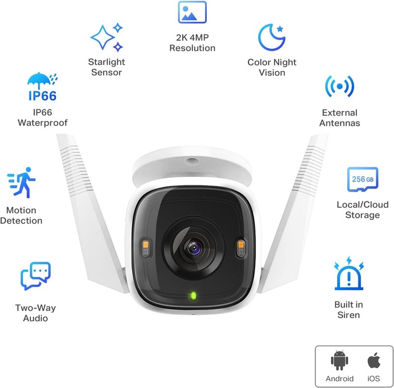 tapo 2K QHD Security Camera Outdoor Wired, Starlight Sensor for Color Night Vision, Free AI Detection, Built-in Siren, Cloud/SD Card Storage, Works with Alexa & Google Assistant C320WS - Image 2